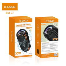 Caixa Som Bluetooth 30w A/ Gold Sm-07 Rgb Portatil - Cod: 4665