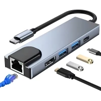Adap. Type-c 5x1 Tomate Mtv-620( Glan / Hdmi 4k / Usb3.0 / Pd100w) Cod: 5475